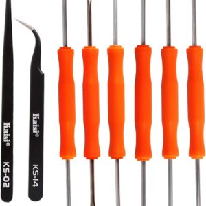 Kaisiking 6 Pcs Double Sided Soldering Assist Aid Repair Tool with 2 Precision Tweezers for Electronics Repair and Soldering