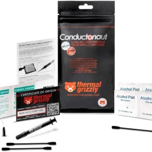 Thermal Grizzly Conductonaut Thermal Grease - 1 Gram Set + Extra Applicators - Liquid Metal Thermal Paste for Cooling The CPU, GPU (Conductonaut 1g)